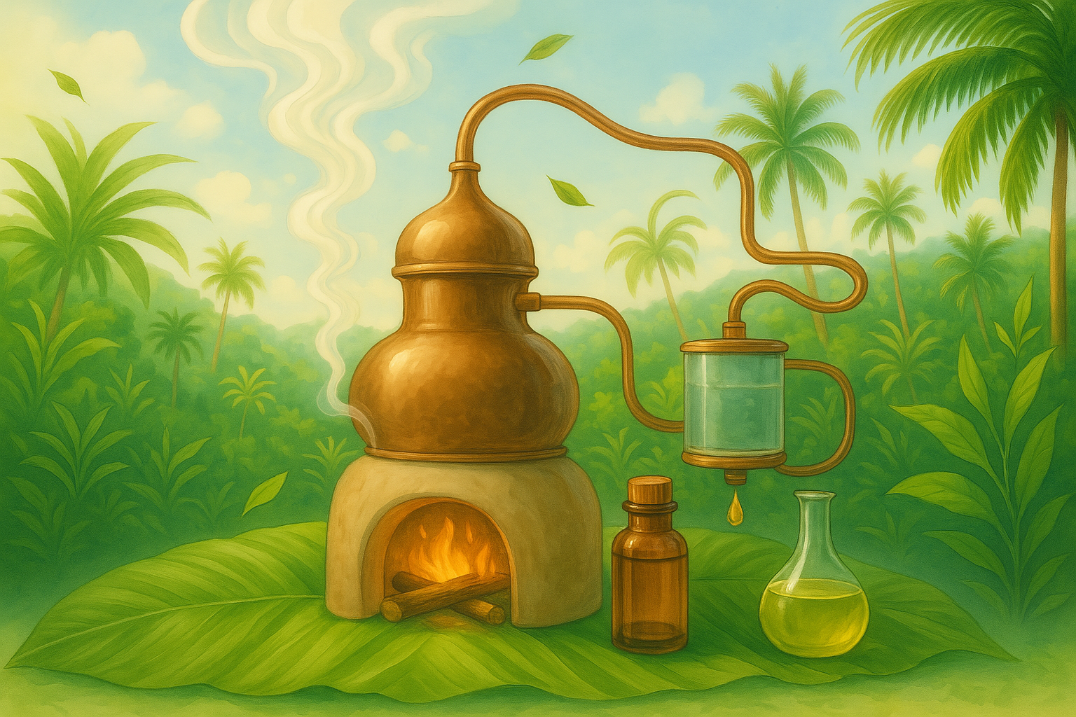 Destilador por arrastre de vapor creación Aceites Essenciales